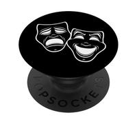 Inverted Black And White Comedy And Tragedy Theater Masks PopSockets Adhesive PopGrip