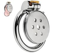 Inverted Chastity Cage SM Sex Toys Steel Stainless Flat Chastity Cage Male Cage Chastity Device Chastity Lock Beginner Cage Metal Beginner Device Penis Ring to Prevent Erection Bondage for Men