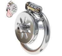 Inverted Chastity Device Male Cage with Short Silicone Tube Adult Toys Stainless Steel Chastity Cage Press Chastity Lock Beginner Cage Penis Cage Penis Ring Erection Ring Bondage Couple for Men