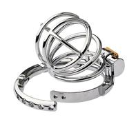Inverted Chastity Lock Device Penis Cage Sex Toys Steel Stainless Flat SM Invisible Abstinence Rooster Cock Cage with Multi Size Adjustment for Male Penis Training Bondage to Prevent Erection for Men