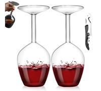 Inverted Flip Tall Wine Glass,Unique Creative Upside Down Red Wine Glasses,Elegant Long Stem Inverted Cups,Rotating Rolling Un-Spillable Wines Glasses,Fun Gifts for Wine Lover (2)
