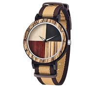 Inverted Geometric Wood Watch Creative Quartz Watch for Men Hand-Made Wooden Watches, Beige&brown, watch