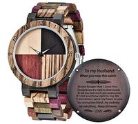 Inverted Geometric Wood Watch Creative Quartz Watches for Men Hand-Made Wooden Mens Watches, blackbeige
