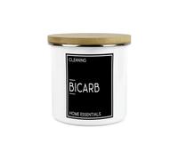Inverted Minimalist Bicarb Storage Canister - Natural Black & White Modern Décor - Refillable Enamel 1.2L Home & Kitchen Storage Container
