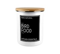 Inverted Minimalist Bird Food Storage Canister - Stylish Black & White Kitchen/Home Large Enamel Jar With Lid Bird Lovers Gift