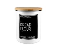 Inverted Minimalist Bread Flour Storage Canister - Stylish Black & White Kitchen/Home Large Enamel Jar With Lid Bakers Gift