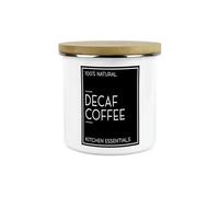 Inverted Minimalist Decaf Coffee Storage Canister - Natural Black & White Modern Kitchen Décor - Large 1.2L Enamel Hot Drinks/Food Storage Container