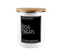 Inverted Minimalist Dog Treats Storage Canister - Stylish Black & White Kitchen/Home Extra Large Enamel Jar With Lid Dog Lovers Gift