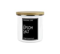 Inverted Minimalist Epsom Salts Storage Canister - Natural Black & White Modern Décor - Refillable Enamel 1.2L Home Bathroom Storage Container