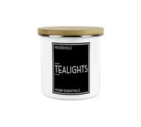 Inverted Minimalist Tealights Storage Canister - Natural Black & White Modern Décor - Refillable Enamel 1.2L Home & Bedroom Storage Container
