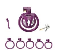 Inverted Negative Sissy Chastity Cage Small for Men Flat Chastity Device Lock Design Pink Penis Cage for Men BDSM Penis Cage Sex Toys for Couples (Purple,WX-A)
