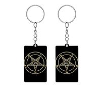 Inverted Pentacle Pewter Satanic Goat Acrylic Keychain with Key Rings Funny Key Chain Gift For Father's Day Mother's Day Christmas