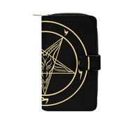 Inverted Pentacle Pewter Satanic Goat Cute Long Wallets Large Capacity Wallet Buckle Handbag Blocking Clutch Handbag for Bill Cash Coin Card Key Purse
