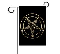 Inverted Pentacle Pewter Satanic Goat Funny Garden Flags For Outside Double Sided 12x18 Inch Decorative Home Yard Flag Printed Gift Welcome