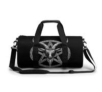 Inverted Pentacle Pewter Satanic Goat Gym Duffel Bag Sports Shoulder Backpack Travel Weekender Handbag for Men Women