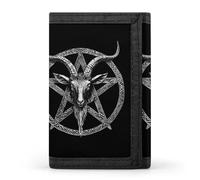 Inverted Pentacle Pewter Satanic Goat Men's Wallets Trifold Personalised Women Wallet with Coin Pocket 8 Card Slots Key Ring Photo Window