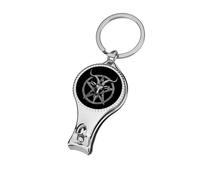 Inverted Pentacle Pewter Satanic Goat Nail Clippers Sharp Sturdy Fingernail Cutters with Bottle Opener Keychain