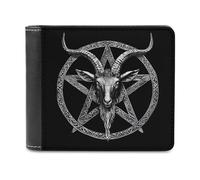 Inverted Pentacle Pewter Satanic Goat Slim Wallet for Men Women Bifold Wallets with 6 Card Slot Holder and 2 Hidden Compartments Pockets