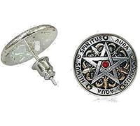 Inverted Pentacle Stud Earrings Glass Photo Earrings Pentacle Jewelry Art Nouveau Beautiful Gifts