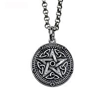 Inverted Pentagram Pentacle Pendant Necklace for Men, Vintage Gothic Jewelry,