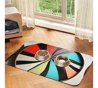 Inverted Rainbow Dart Plate Pet Feeding Mat Dog Cat Eating Food Absorbent Leather Tablecloth for and Water Bowl Waterproof No Stains Quick Dry Non-Slip 23.62 * 15.75IN