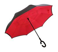Inverted Umbrella Double Layer New Innovative Multifunctional Rain/UV/ Wind Protection Car Reverse Folding Umbrella with C-shaped Handle