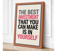Invest in Yourself Typography Canvas Wall Art Print 36x24 Inch
