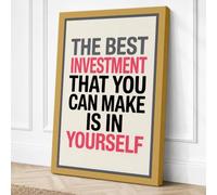 Invest in Yourself Typography Canvas Wall Art Print 36x24 Inch