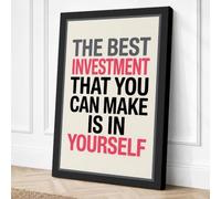 Invest in Yourself Typography Canvas Wall Art Print 36x24 Inch