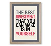 Invest in Yourself Typography Framed Wall Art Print A1 (84.1×59.4cm) Oak, Wall Decor for Living Room, Bedroom, Office & Home, Ready to Hang, Art Gift