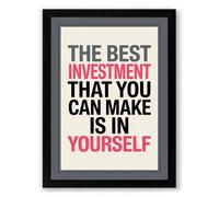 Invest in Yourself Typography Framed Wall Art Print A4 (29.7×21cm) Black, Wall Decor for Living Room, Bedroom, Office & Home, Ready to Hang, Art Gift
