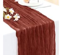 INVGEEXI 1 Pack Terracotta Cheesecloth Table Runner 35" x 120", Boho Rustic Farmhouse 10FT Gauze Table Runner for Wedding Baby Shower Birthday Party Holiday Decor