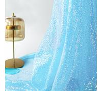 INVGEEXI 1 Yard Sequin Fabric by The Yard, Light Blue, 48 Inch Width