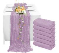 INVGEEXI 6 Pack Lilac Purple Cheesecloth Table Runners 35" x 120", Boho Rustic Farmhouse 10FT Gauze Table Runner for Wedding Baby Shower Birthday Party Holiday Decor