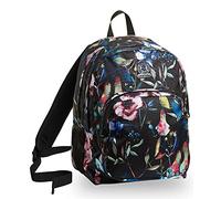 Invicta Backpack, STRONG WILDFLOWERS Eco-friendly Knapsack Book Bag, One Size for Teen, Girls&Boys, Large Capacity, For School, Sport & Free Time, with Side Pockets, Italian Design, black/green