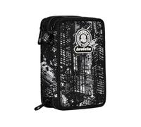Invicta Fantasy 3 Zip School Case, Black, Triple Compartment Complete with Pens, Pencils and Marker, School Accessories, School Accessories, School Accessories, Elementary School, Children, Black,
