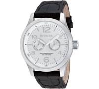 Invicta I-Force Men's Quartz Watch with Silver Textured Dial Analogue Display and Black Leather Strap 13008