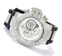 Invicta Men's Quartz Watch with White Dial Chronograph Display and Black Rubber Strap 6044