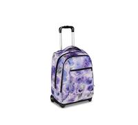 Invicta New Benin Fantasy Trolley 36 L, Double Use, Double Compartment, Bottle Pocket, School and Leisure, Paint and Flower, Girls and Girls, Purple