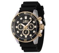 Invicta Pro Diver 46120 Men's Casual Quartz Watch, Black Silicone Strap, Stainless Steel Case, Black Dial Analogue Display