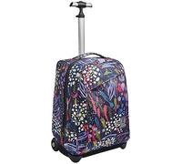 Invicta Rolling backpack, ABSTRACT JUNGLE, Wheeled Book Bag, 2 in 1, Backpack + Trolley, Eco-Friendly, for Teen, Girls&Boys, For School, Sport, Free Time, Laptop Sleeve, Italian Design, blue