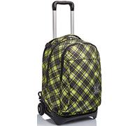 Invicta Rolling backpack, NEW Tech TARTAN Wheeled Book Bag, 3 in 1, Detachable Backpack + Trolley, for Teen, Girls&Boys, For School, Sport, Free Time, Laptop Sleeve, Italian Design, green