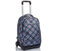 Invicta Rolling backpack, NEW Tech TARTAN Wheeled Book Bag, 3 in 1, Detachable Backpack + Trolley, for Teen, Girls&Boys, For School, Sport, Free Time, Laptop Sleeve, Italian Design, blue