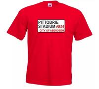 Invicta Screen Printers Aberdeen FC Pittodrie Stadium Street Sign Football Supporter 100% Cotton T-Shirt (UK, Alpha, 3XL, Regular, Regular, Red)