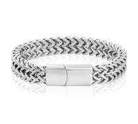 Invicta Silver Bracelet for Men, Stainless Steel Chain Jewelry, Polished Double Franco, 14mm, 8.75"