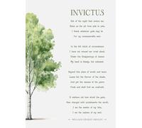 Invictus Poem Art Print, Watercolour Tree Design, William Ernest Henley Classic Poem, Green Typography Wall Decor. Size A4
