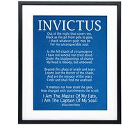 Invictus Poem Framed Art Print by William Ernest Henley/Invictus Inspirational Poem Quotes Home Decor, Motivational Gift Poster/Bedroom Poster/Home Office Positive Wall Art (Blueprint)