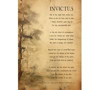 Invictus Poem Print, Vintage Parchment Wall Art, William Ernest Henley Literary Quote, 16th Century Style Typography. Size A4
