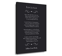 Invictus Poem Quotes Wall Art Canvas Inspirational Poster Motivational Pictures Print William Ernest Henley Poetry Painting Decor Artwork Framed 12x18 inch(30x45cm)