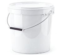 Invigortex 30 Litre White Food-Grade Plastic Bucket with Metal Handle and Lid - Heavy-Duty Polypropylene Industrial Container for Food, Feed, and Paint - Tamper-Evident Seal (1)